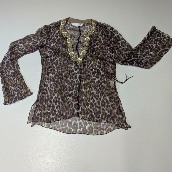 Trina Turk LA Size Small Sheer 100% Silk Top - Picture 9 of 12